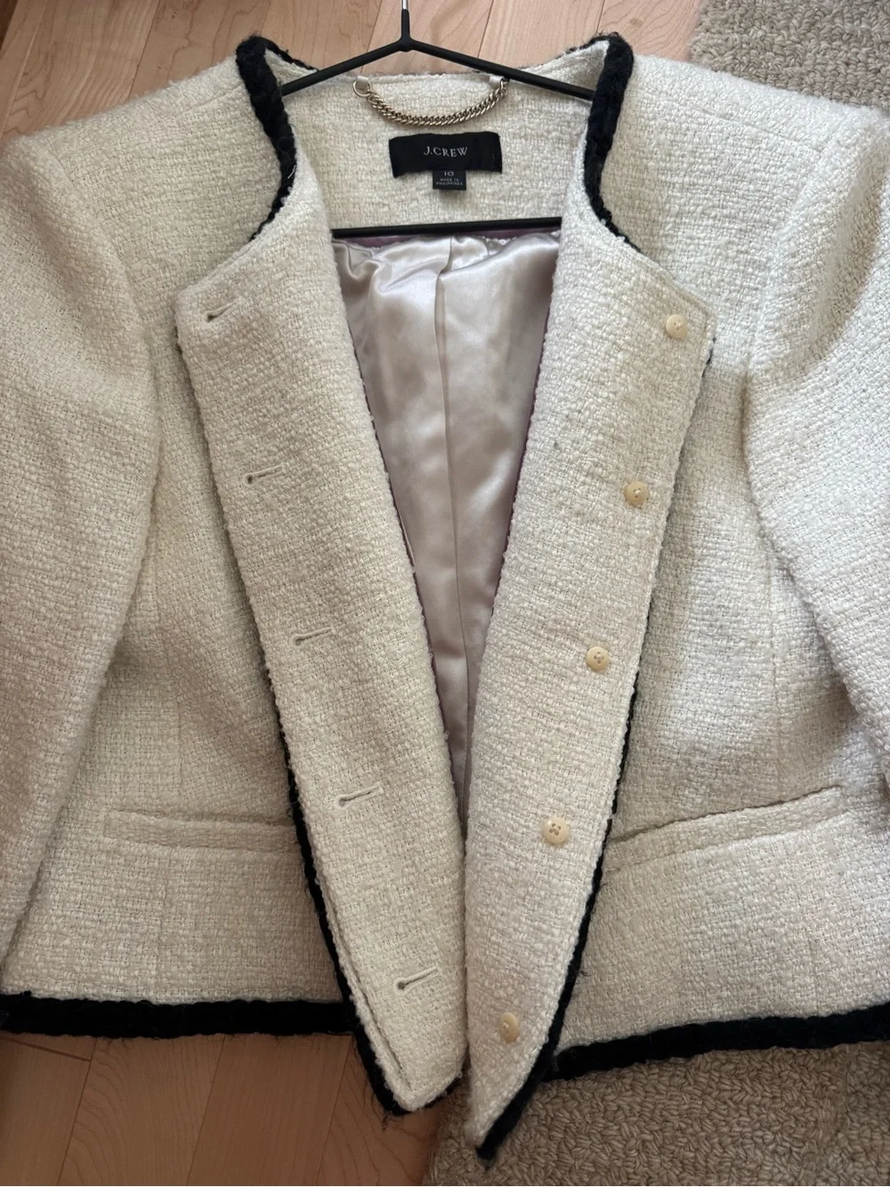J.Crew Louisa Lady Jacket in Ivory Maritime Tweed — Size 10